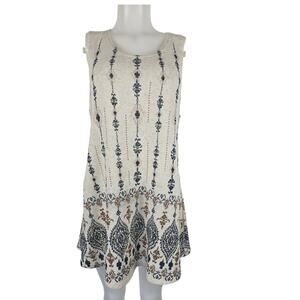 Vocal Tan Blue Studded Chrystal Tunic Sleeveless Mini Dress XL